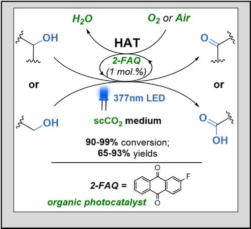 Photocatalytic metal‐free oxidation of alcohols with molecular oxygen in supercritical CO2 medium