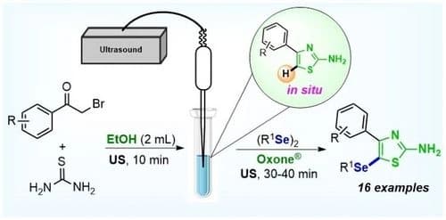 Telescoping Synthesis of 4‐Organyl‐5‐(organylselanyl)thiazol‐2‐amines Promoted by Ultrasound