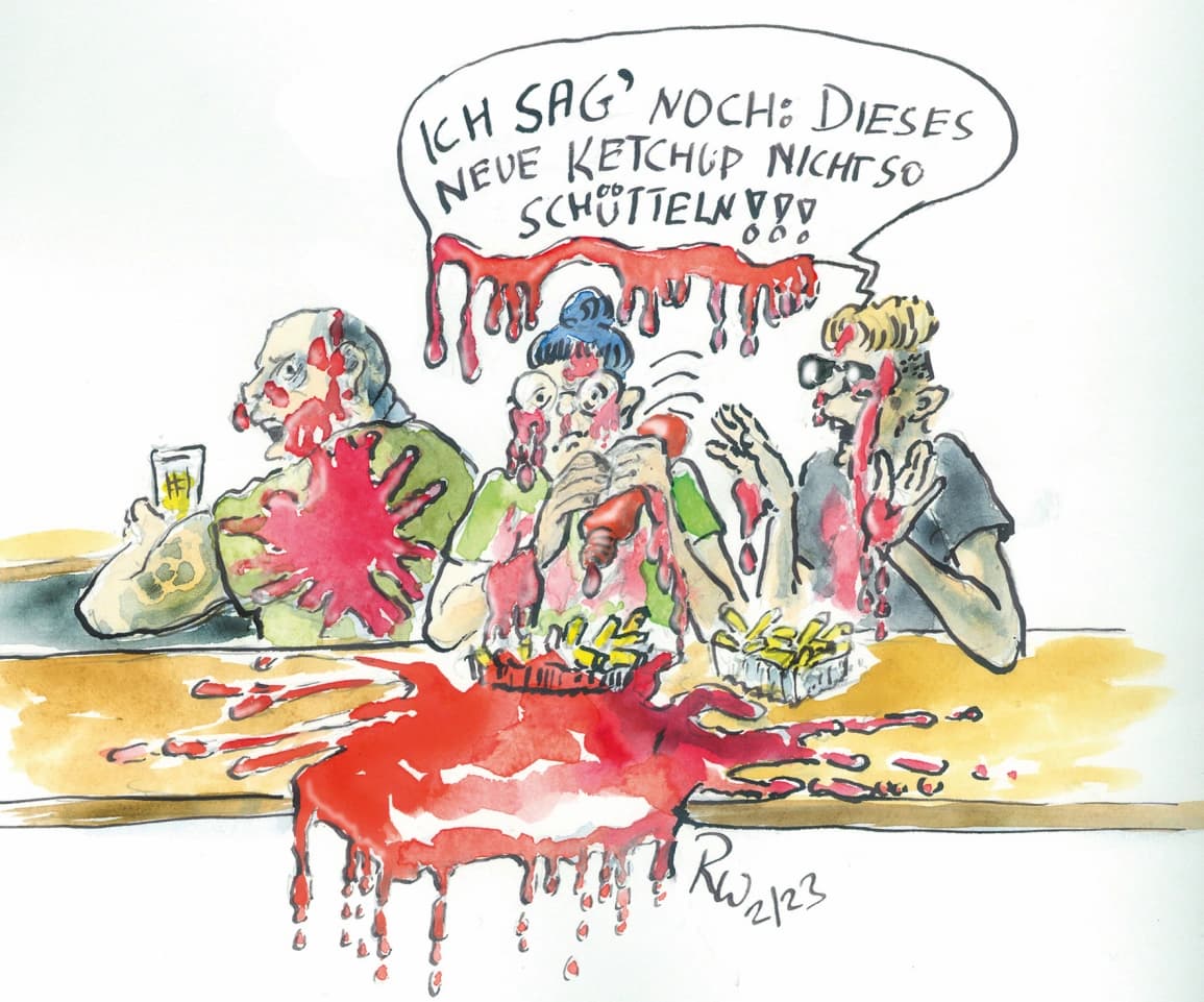 Ketchup ausgequetscht